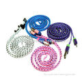 Colorful Woven Rope Charging and Data Cables for Mobile Phones, OEM Orders Welcomed